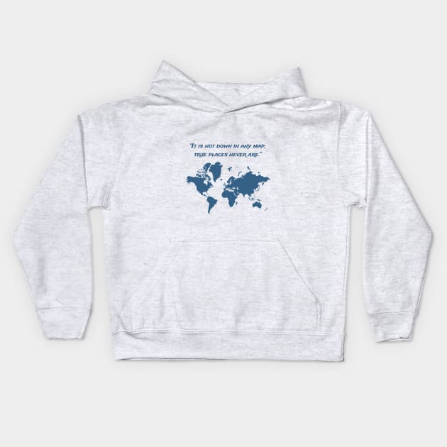 Travel Map with a Quote Kids Hoodie by Hindone